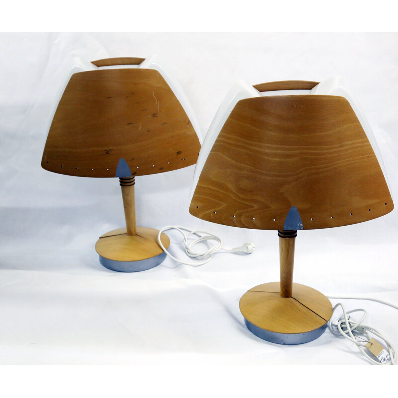 Pareja de lámparas de mesa francesas vintage para Lucid Lamps, 1970