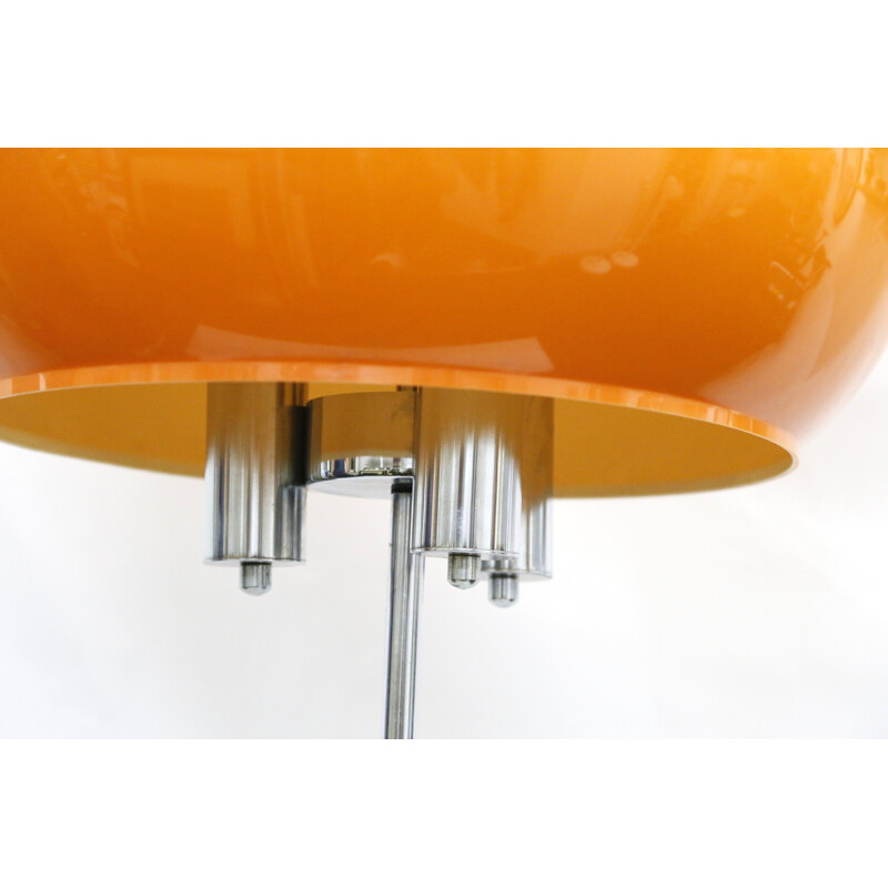 Vintage chrome and plastic orange floor lamp by Guzzini,1970