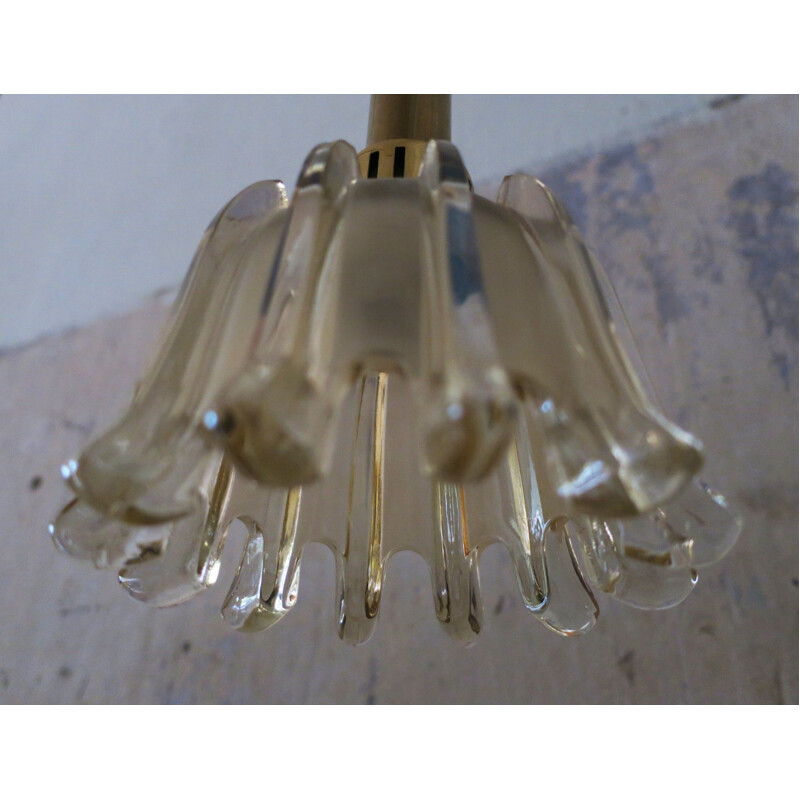 2 vintage glass pendant light by Doria Leuchten,1960