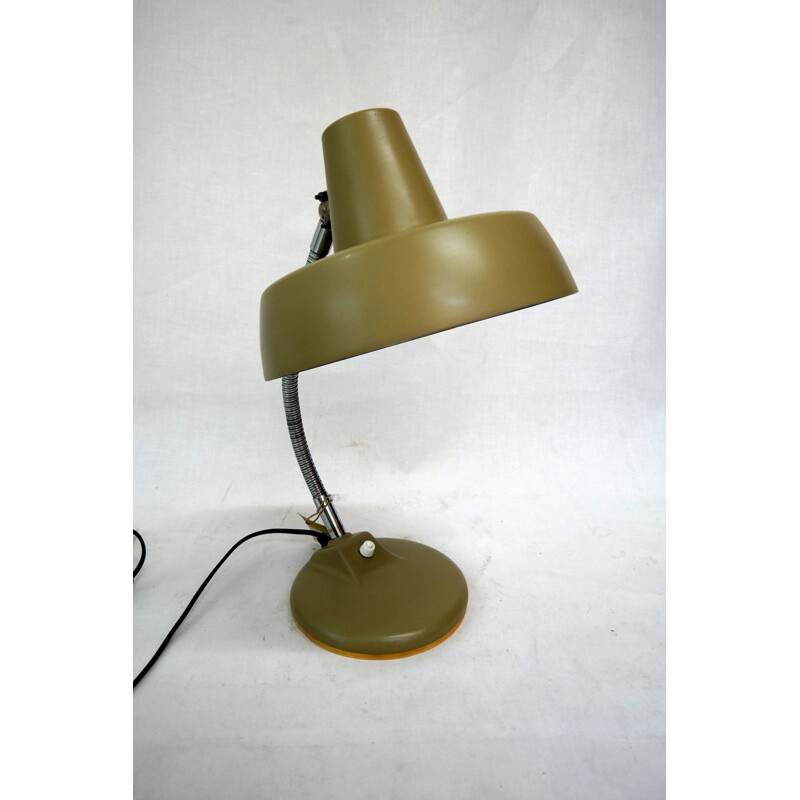 Vintage table lamp in green aluminium 1950s