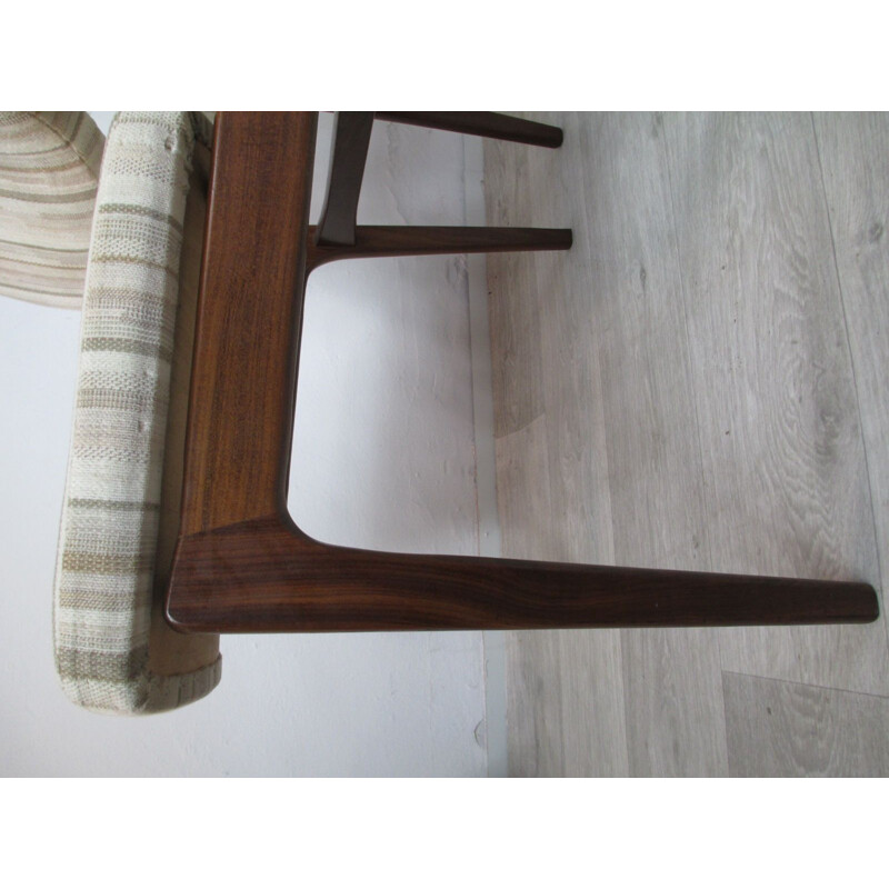 Set of 4 vintage danish chairs in mahogany and grey fabric 1960s