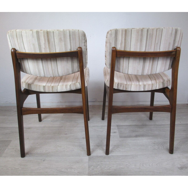 Set of 4 vintage danish chairs in mahogany and grey fabric 1960s