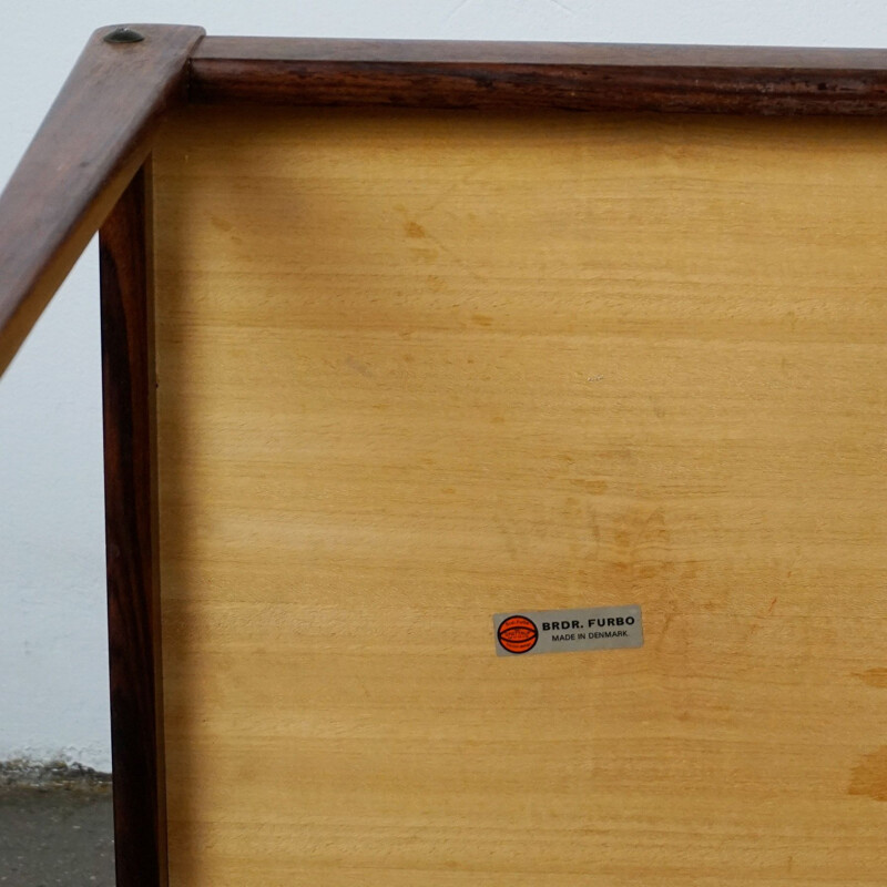 Mesa auxiliar vintage escandinava para BRDR Furbo en madera de palisandro 1960