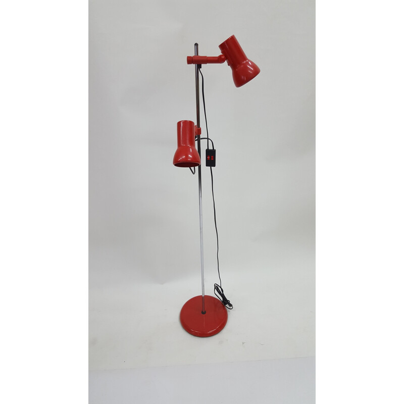 Vintage floor lamp in red plastic and steel 1970s