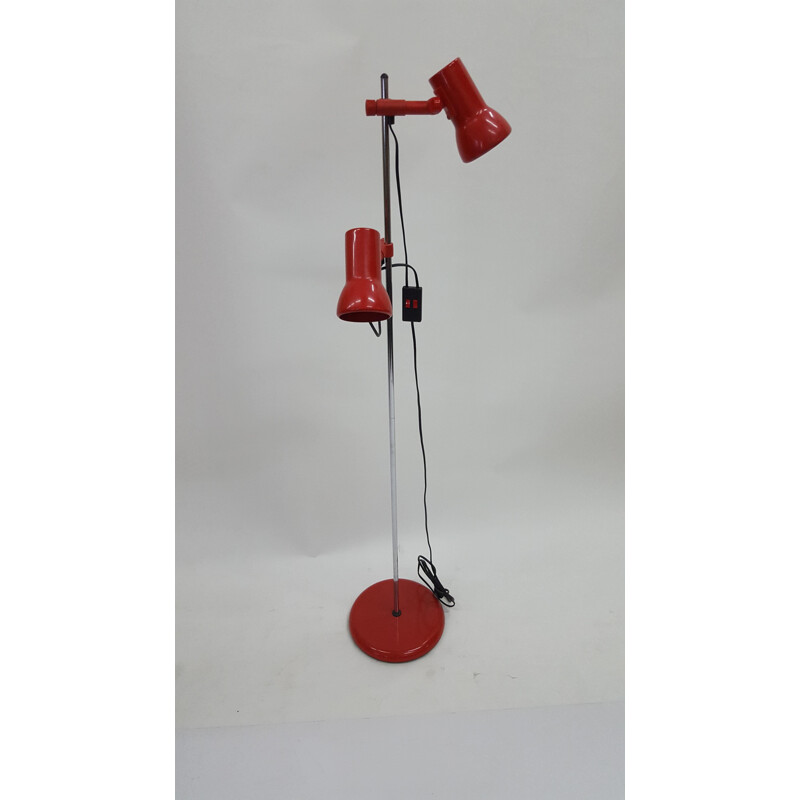 Vintage floor lamp in red plastic and steel 1970s