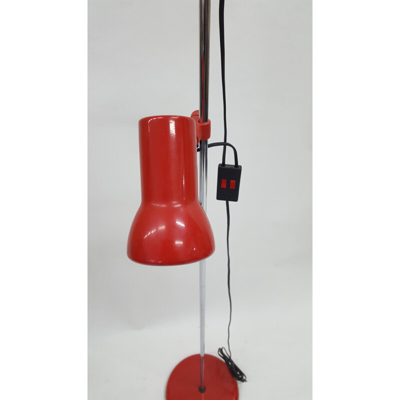 Vintage floor lamp in red plastic and steel 1970s