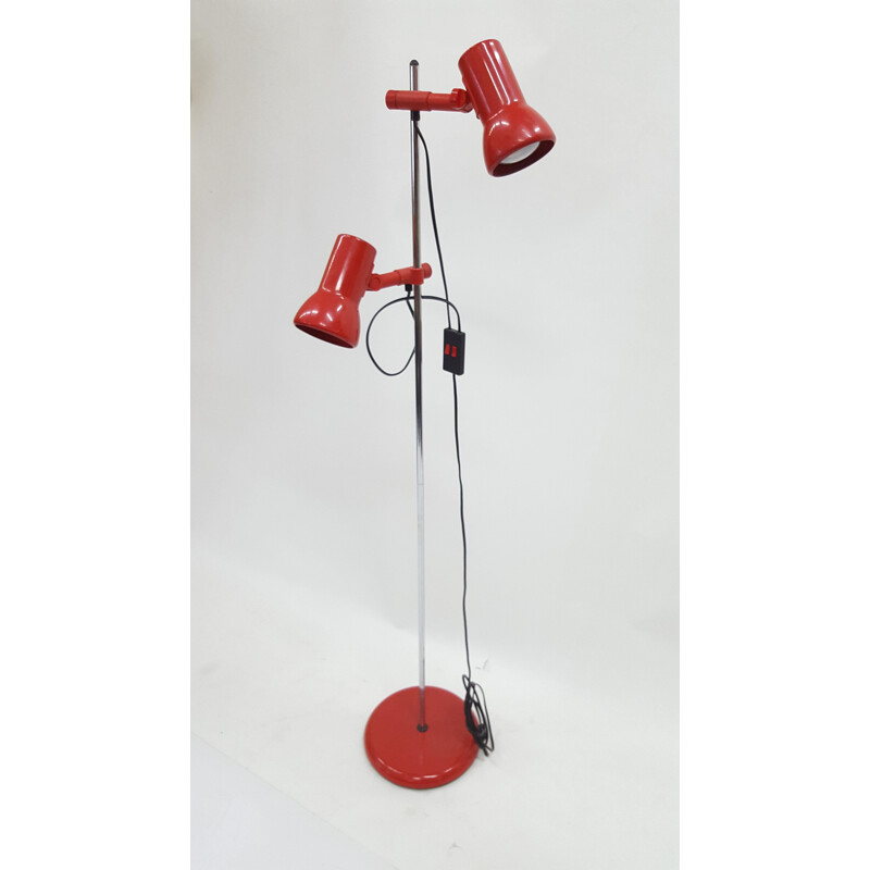 Vintage floor lamp in red plastic and steel 1970s