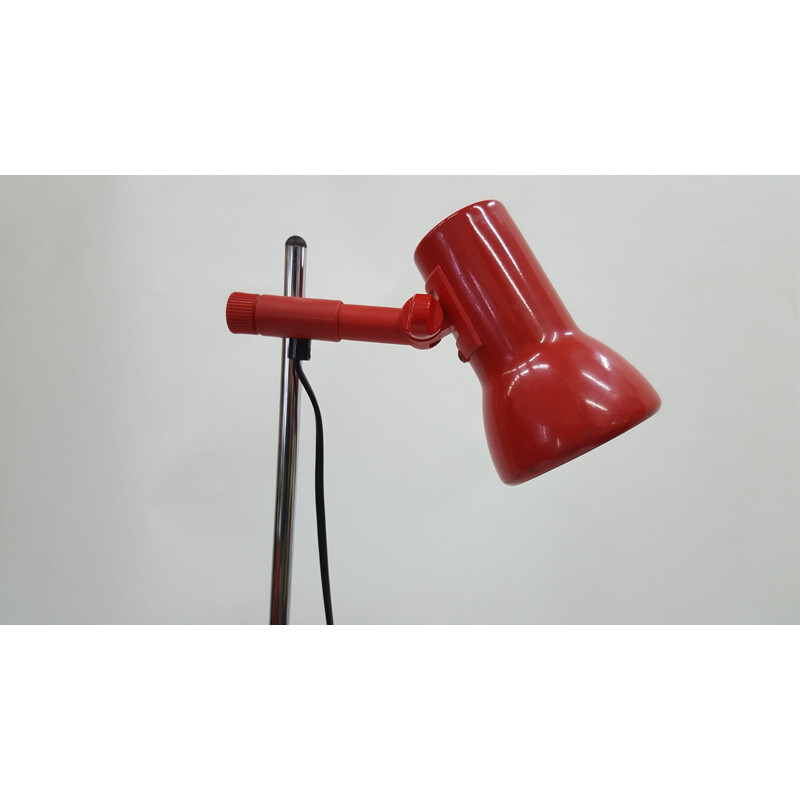 Vintage floor lamp in red plastic and steel 1970s