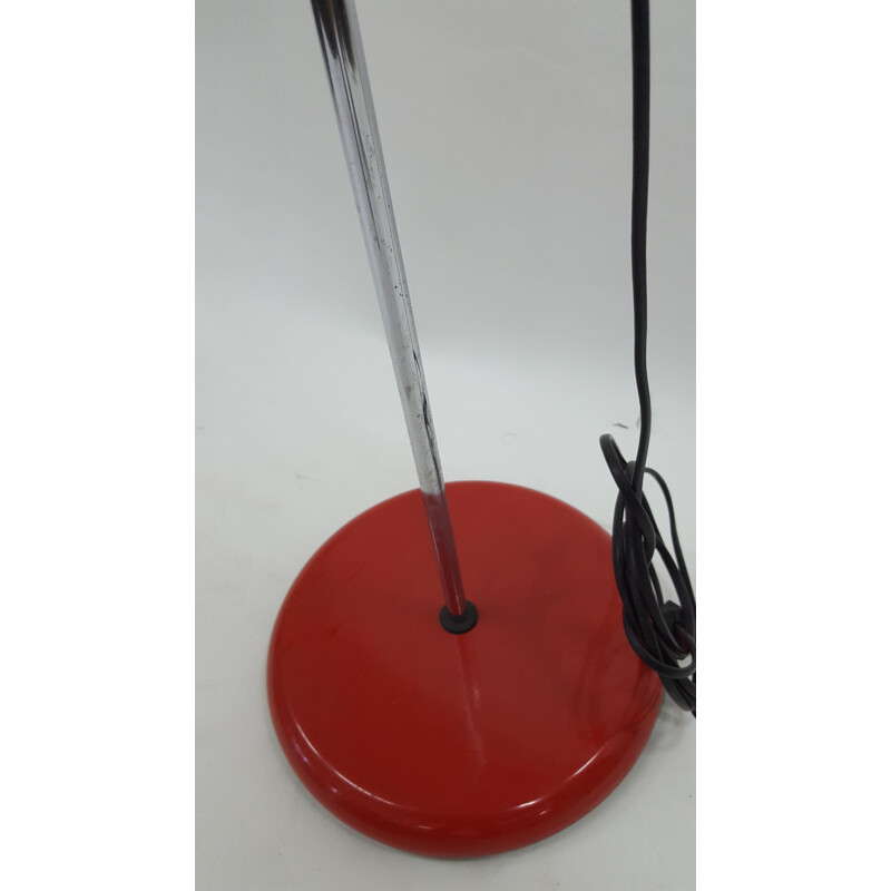 Vintage floor lamp in red plastic and steel 1970s