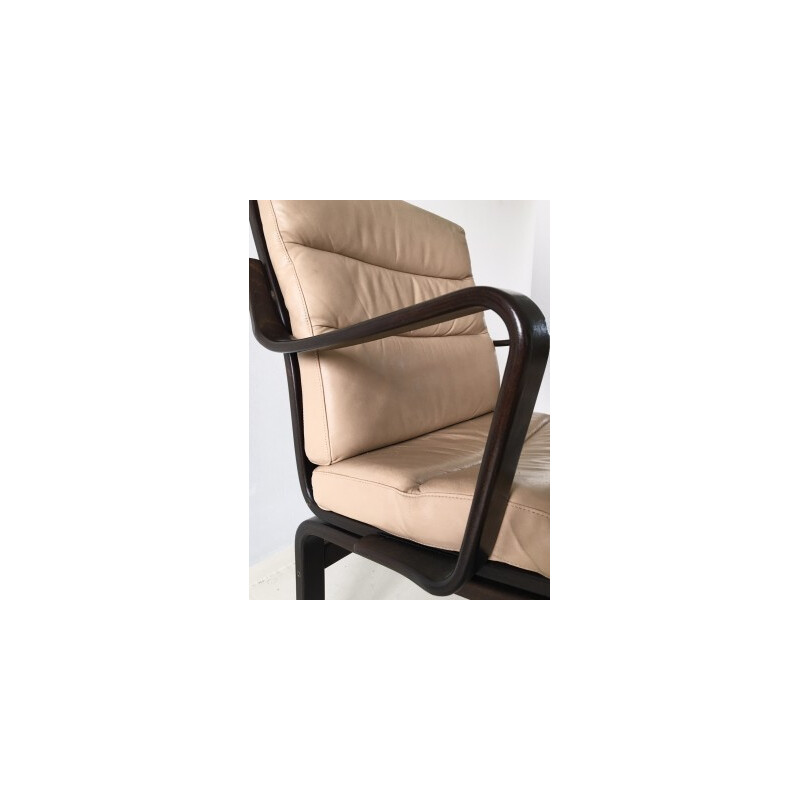 Skandinavischer Sessel Gote Mobel aus Leder und gebogenem Holz - 1960