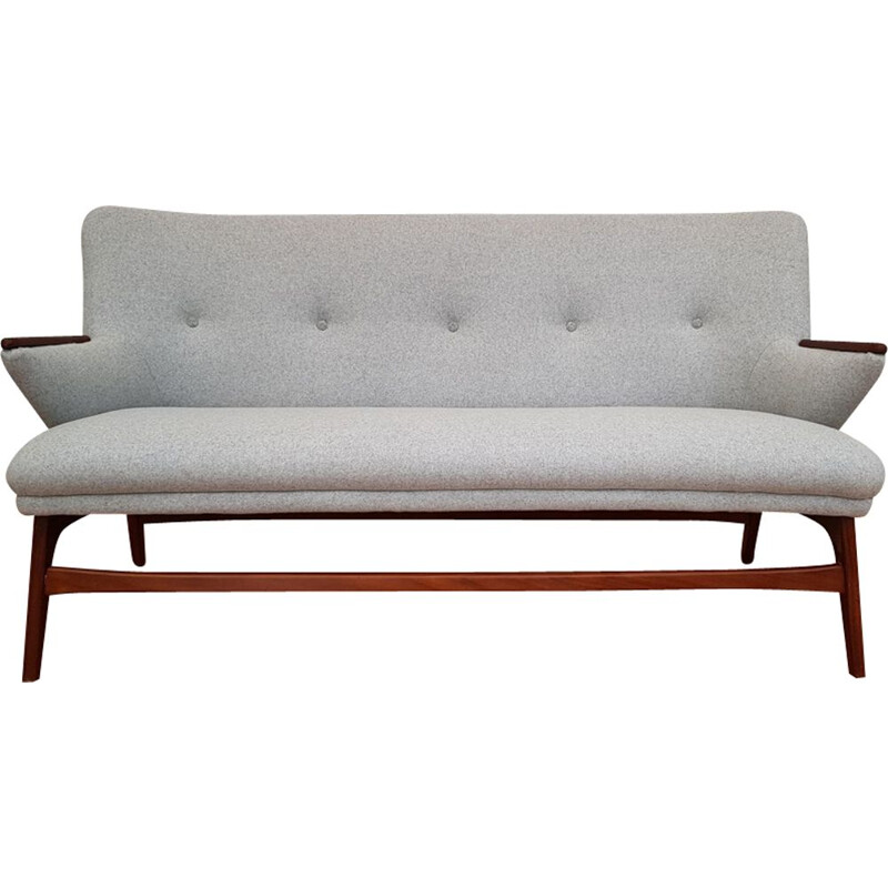 Vintage teak grey sofa 1960s