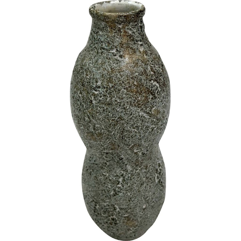 Vase vintage fabriqué à la main en céramique vitrée Hongrie années 1970