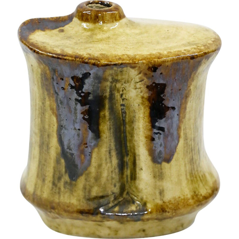 Vintage vase in thick glazed ceramic by Zsolnay,1970