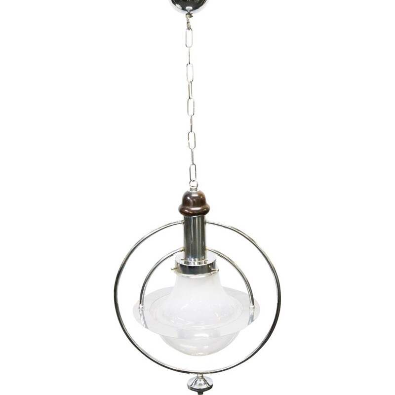 Vintage white pendant lamp in glass 1960s