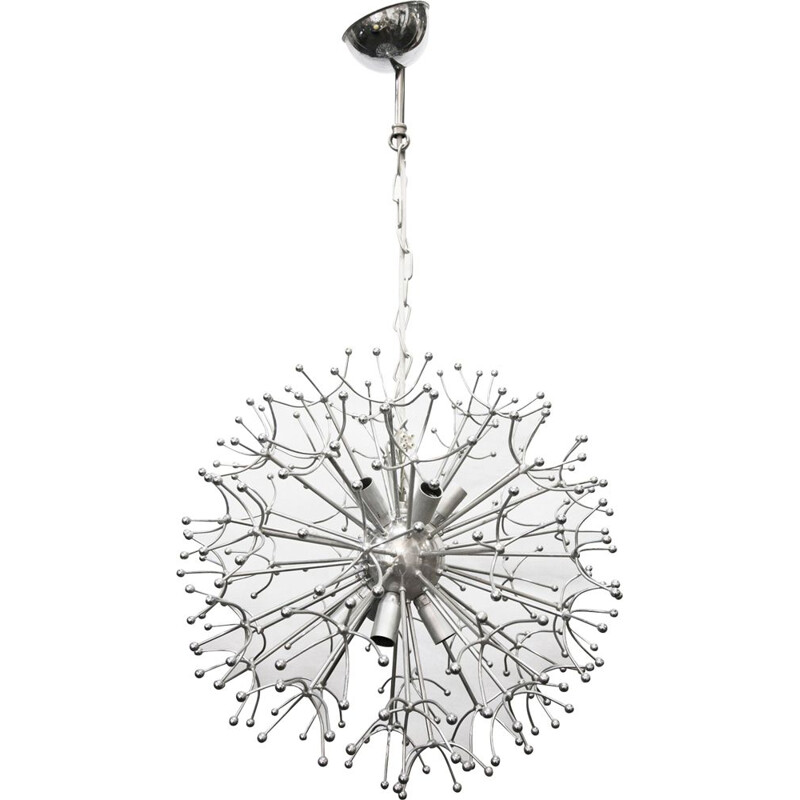 Lustre vintage Dandelion en chrome des années 1970