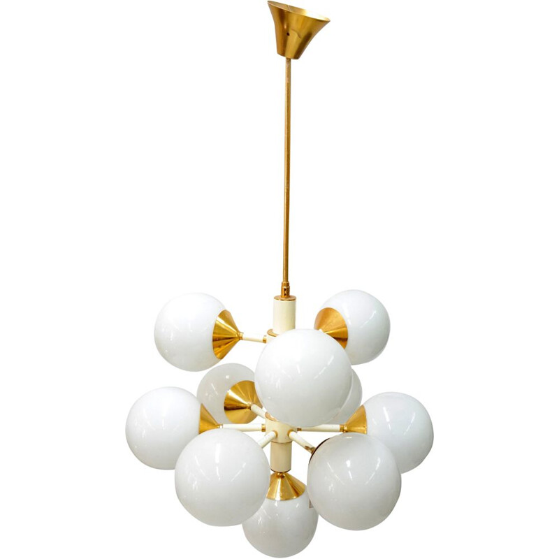 Vintage chandelier white 10 arms 1960s