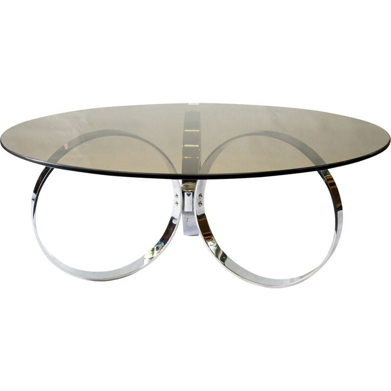 Vintage coffee table glass and chrome plated 1960s