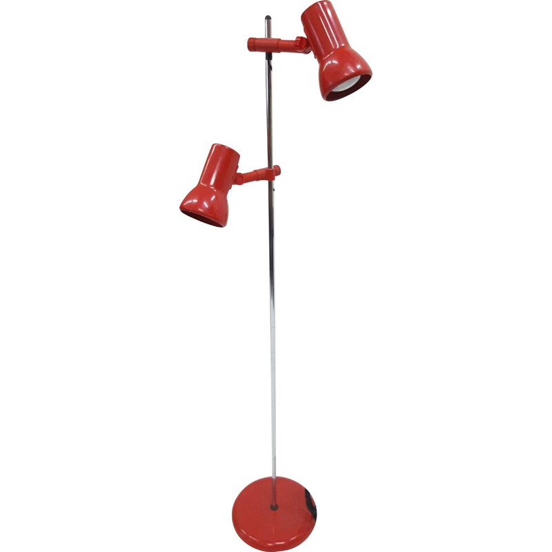 Vintage floor lamp in red plastic and steel 1970s