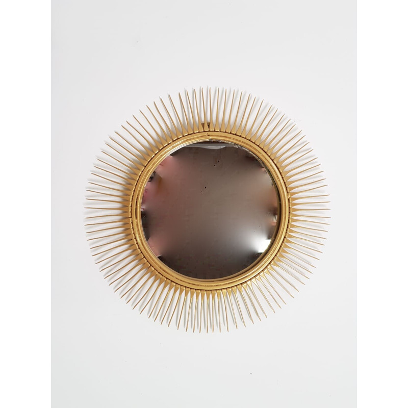 Vintage sunburst mirror in gilded metal