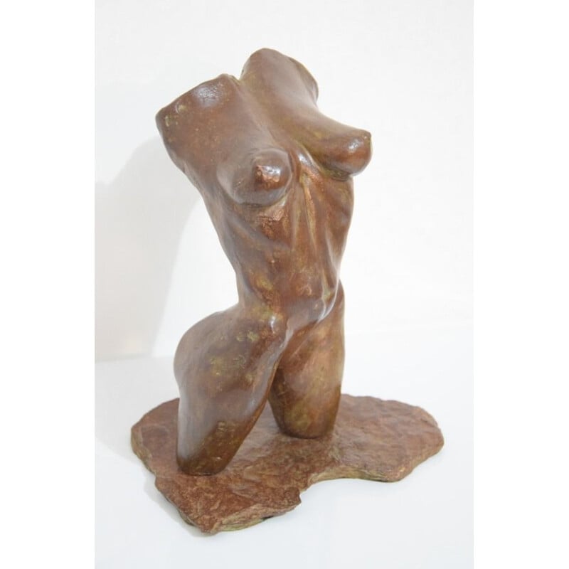 Vintage sculpture bust of Sgroi woman in bronze