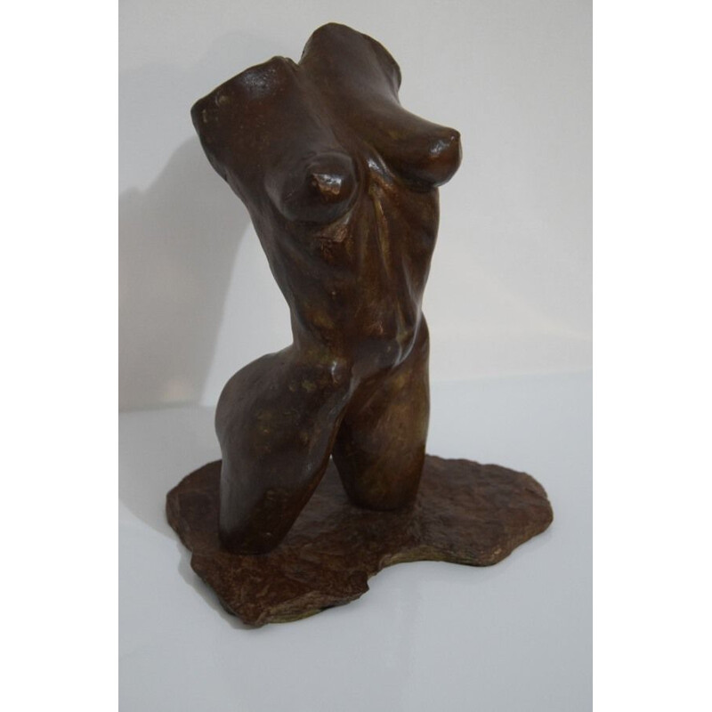 Sculpture vintage buste de femme de Sgroi en bronze