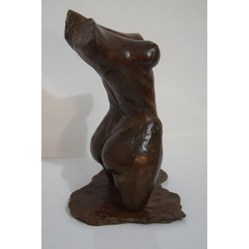 Sculpture vintage buste de femme de Sgroi en bronze