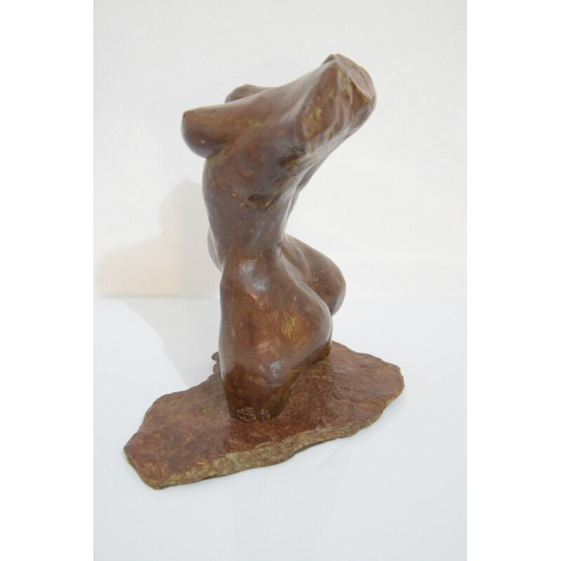 Sculpture vintage buste de femme de Sgroi en bronze