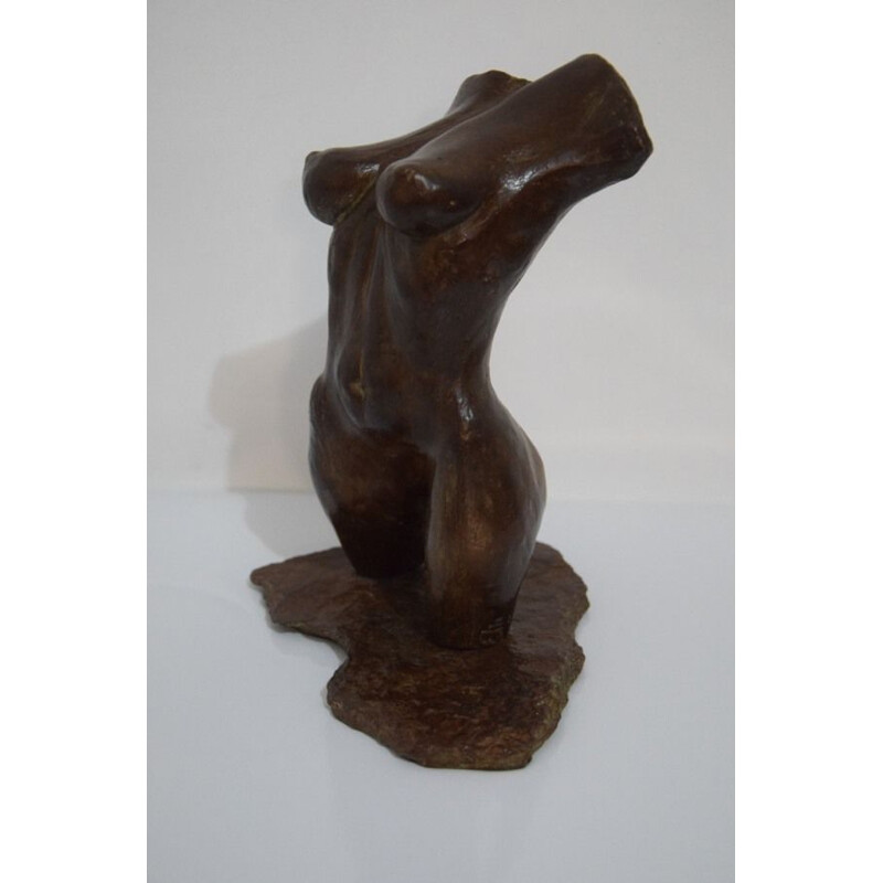 Sculpture vintage buste de femme de Sgroi en bronze