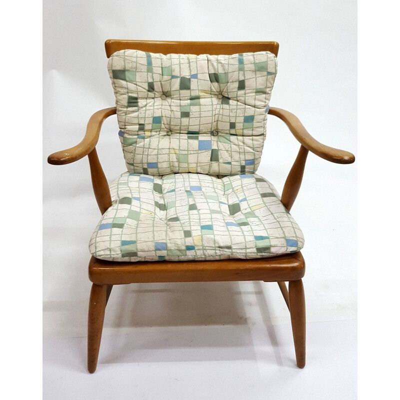 Suite de 3 fauteuils vintage beiges par Anna Làlja Praun en bois 1960