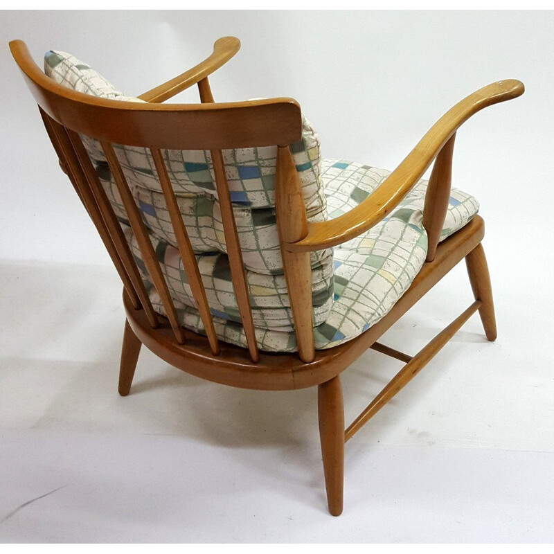 Suite van 3 vintage beige fauteuils van Anna Làlja Praun in hout 1960