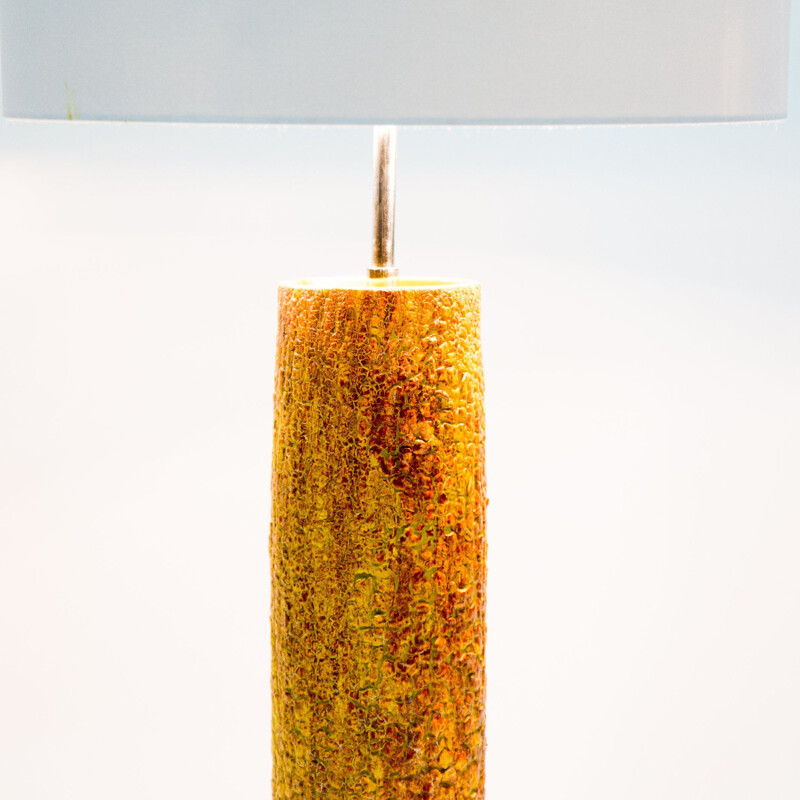 Lampe de table vintage en céramique orange des années 1970