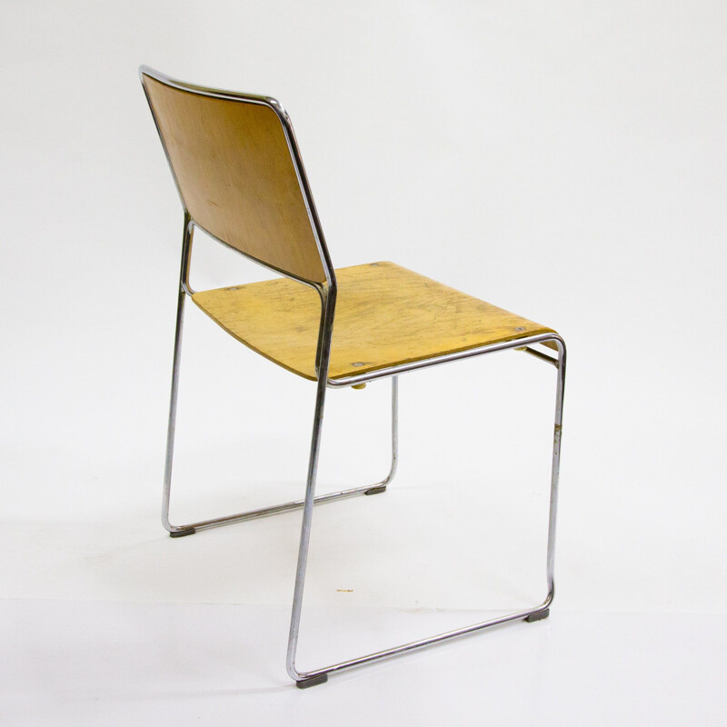 Chaise vintage en chrome plaqué et contreplaqué des années 1960