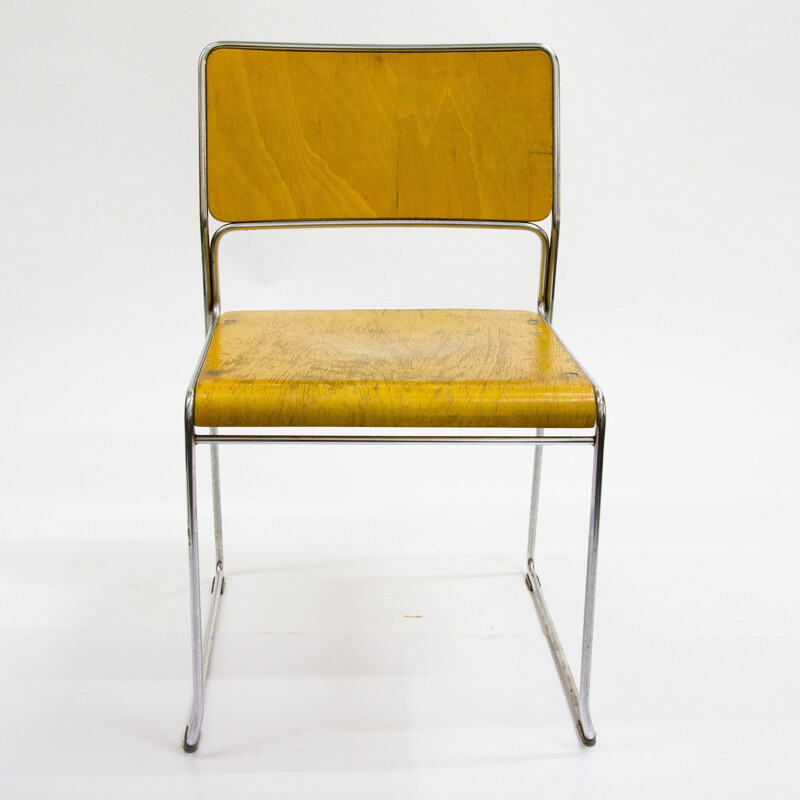 Vintage chair in chrome-plated and plywood 1960s