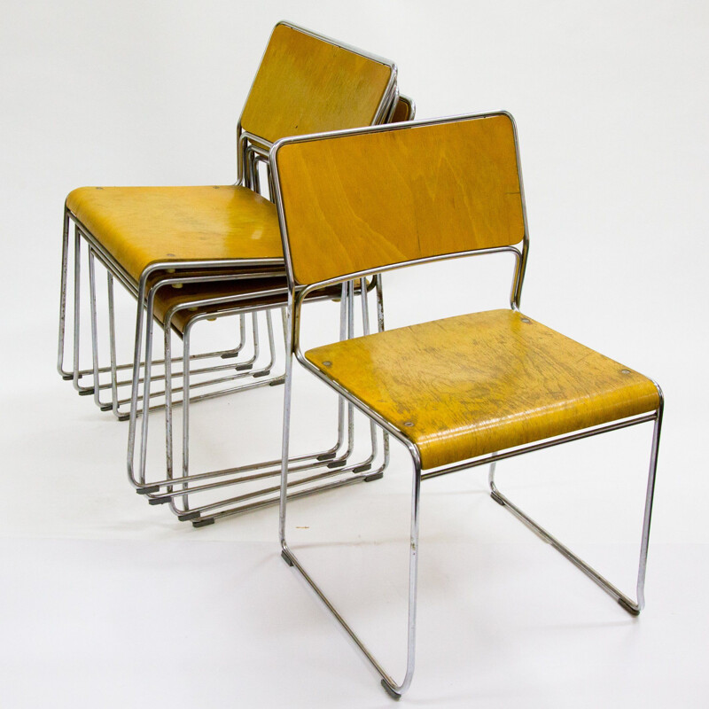 Vintage chair in chrome-plated and plywood 1960s