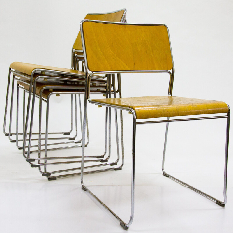 Vintage chair in chrome-plated and plywood 1960s