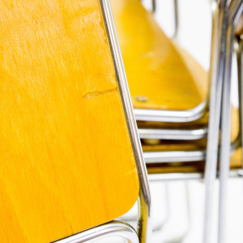 Chaise vintage en chrome plaqué et contreplaqué des années 1960