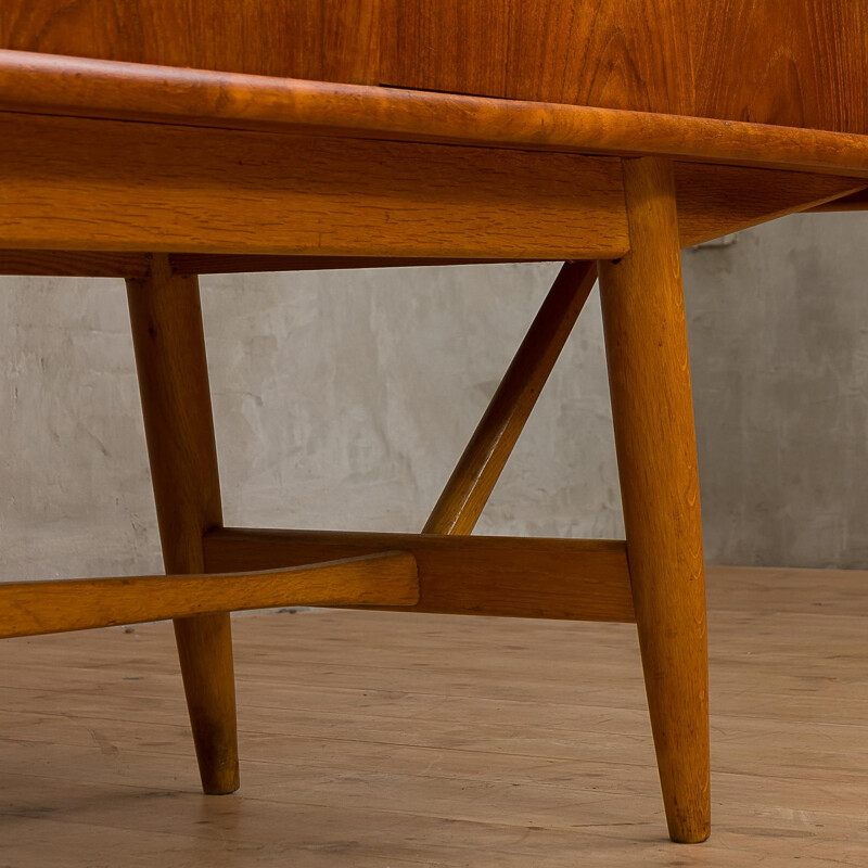 Vintage danish highboard in teak and beech and with 7 drawers 1960s