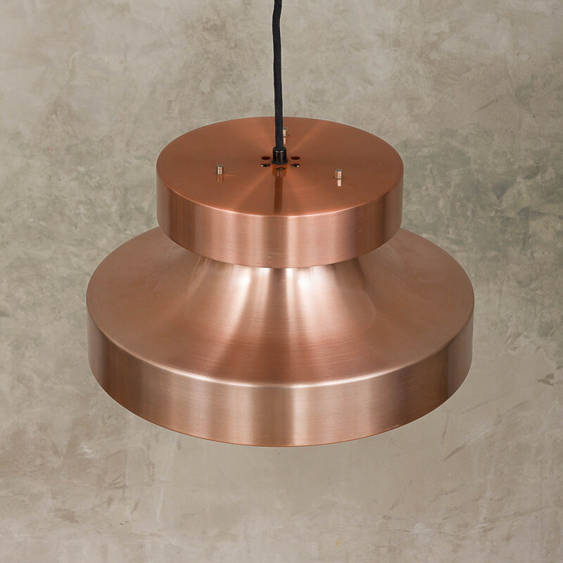 Vintage scandinavian pendant lamp in copper and aluminium 1970s