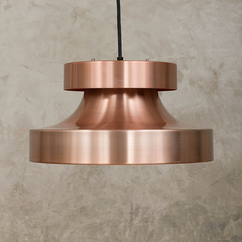 Vintage scandinavian pendant lamp in copper and aluminium 1970s