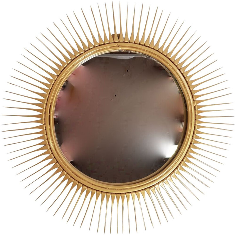 Vintage sunburst mirror in gilded metal