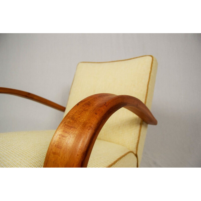 Vintage H-269 armchair by Jindrich Halabala in wood and fabric 1930s