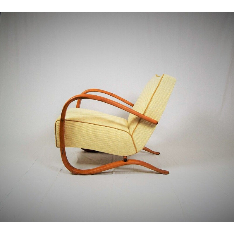 Vintage H-269 armchair by Jindrich Halabala in wood and fabric 1930s