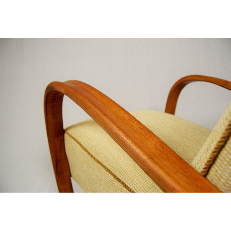 Vintage H-269 armchair by Jindrich Halabala in wood and fabric 1930s