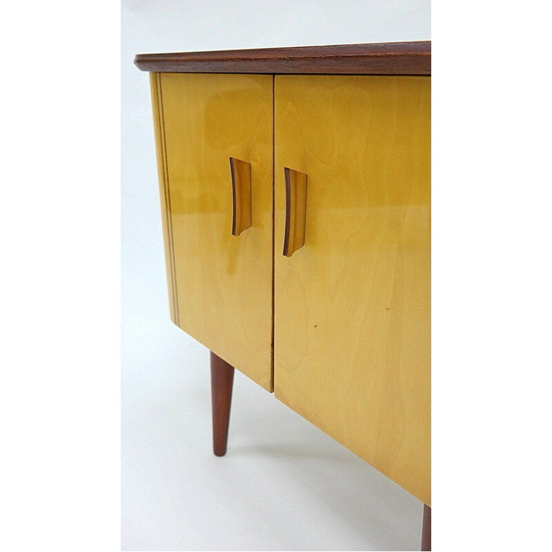 Vintage lacquered wooden cabinet in mahogany and marple 1960s