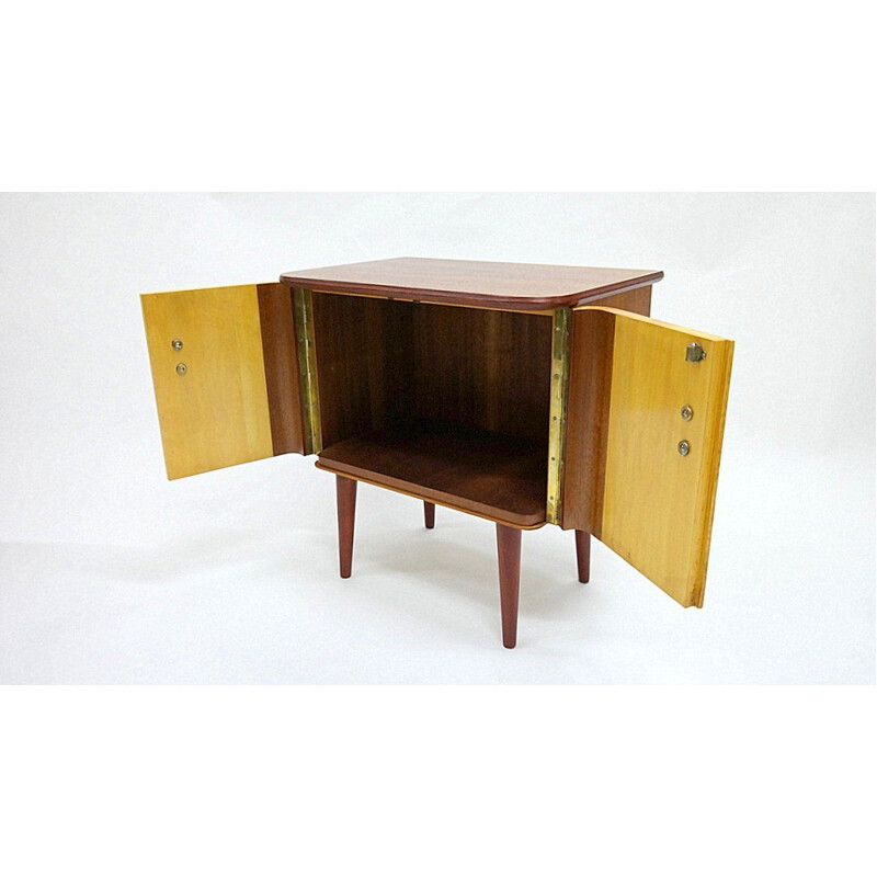 Vintage lacquered wooden cabinet in mahogany and marple 1960s