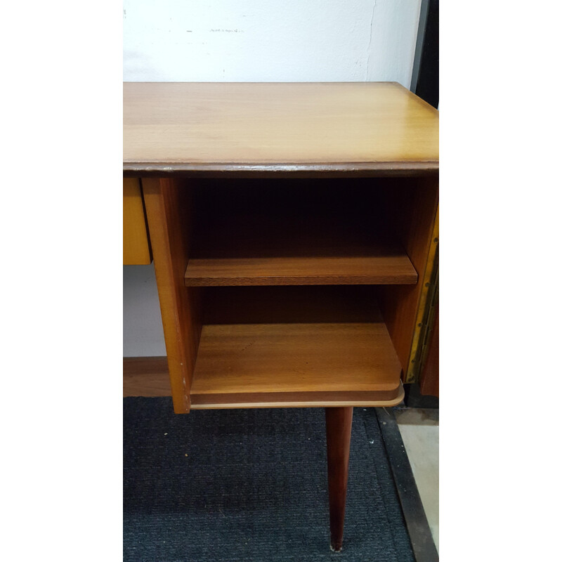 Vintage lacquered wood veneer desk 1960s