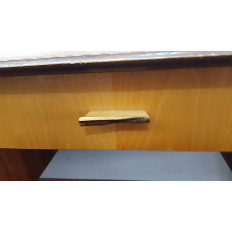 Vintage lacquered wood veneer desk 1960s