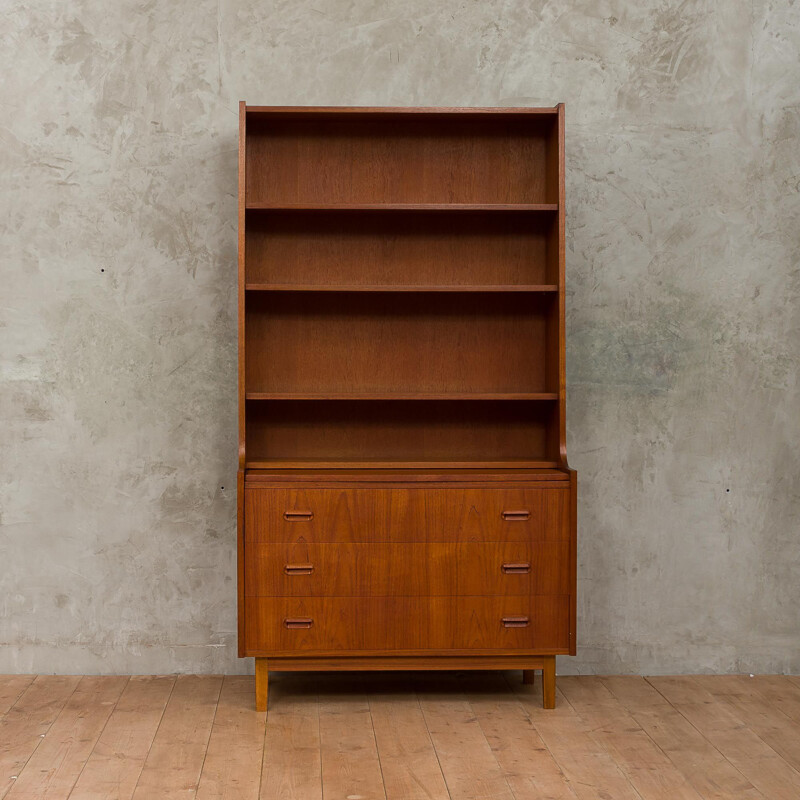 Vintage danish 3 units bookshelves system with 2 desktops in teak 1970s