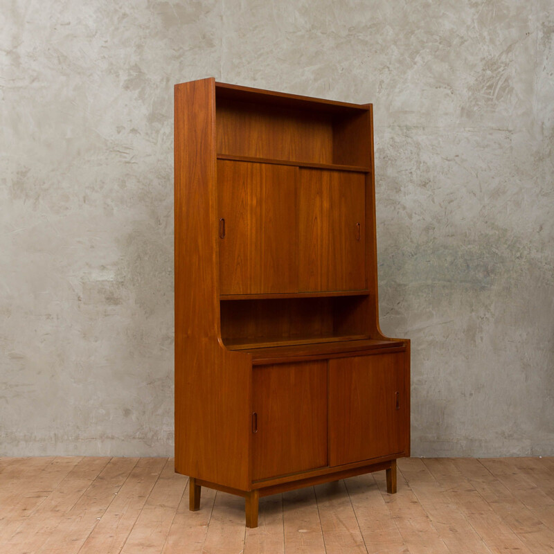 Vintage danish 3 units bookshelves system with 2 desktops in teak 1970s