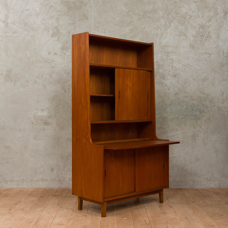 Vintage danish 3 units bookshelves system with 2 desktops in teak 1970s